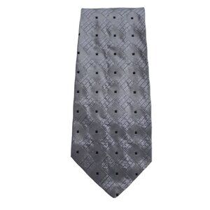 HUGO BOSS Tie 100% Silk- Diamond Pattern, Grey & Black
